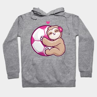 Girls Soccer Pink football Cute Sloth Hoodie